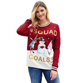 Back SQUAD GOALS Christmas Snowman RED